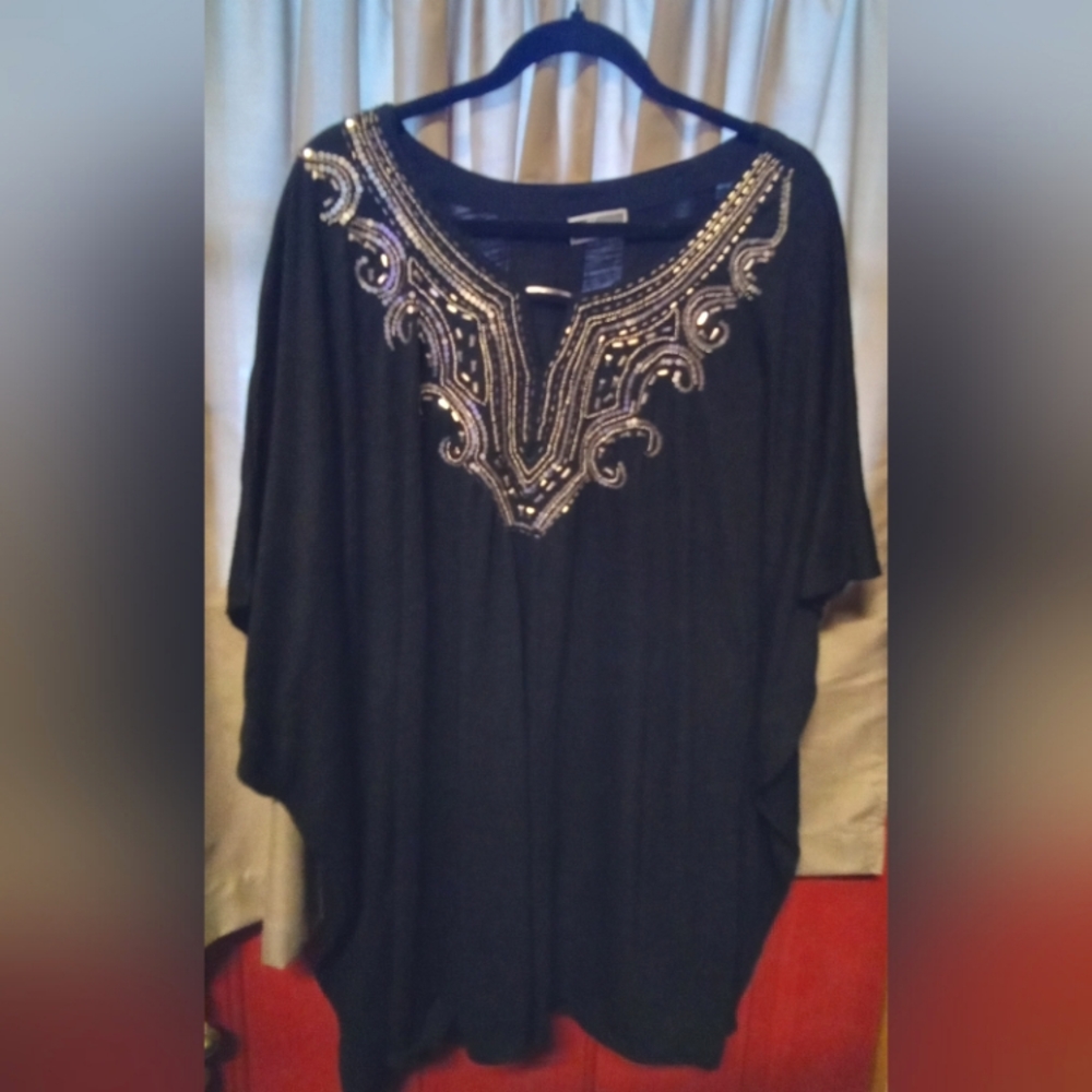 Beaded Poncho style cover up top